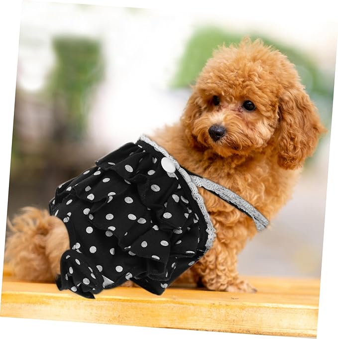 Toyvian Breathable Female Dog Pants Cotton Pet Physiological Pant for Puppies in Heat Moisture Absorbing Reusable Diapers to Prevent Unwanted Pregnancy and Keep Clean Black XL