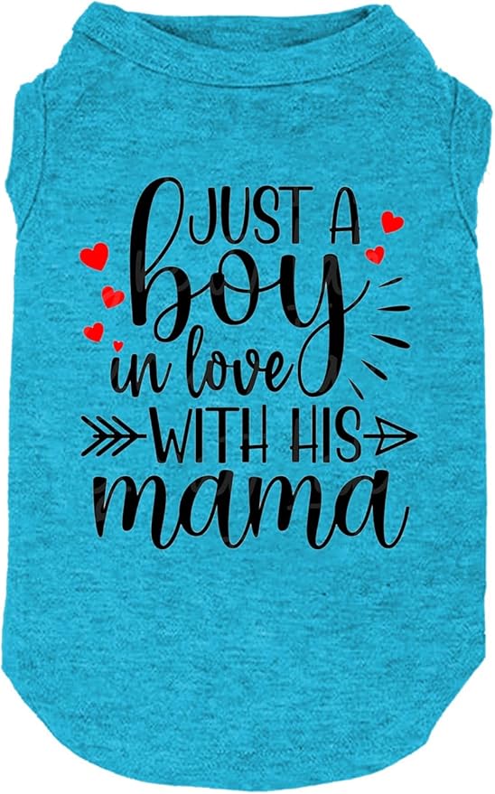 Dog Clothes Just a Boy in Love with Mama Shirts Pet Supplies Vest Small Medium Large Dog Apparel (Boy-Blue,X-Large)