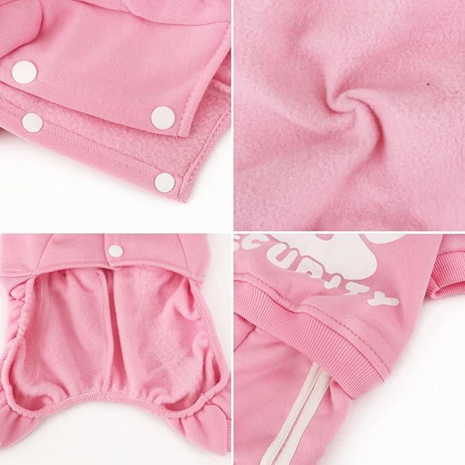 Dog Hoodie Security Clothes 4 Legs Jumpsuit Sweatshirt Hoodies Soft & Warm Dog Outfit Pullover Dog Winter Clothes Sweater for Small Medium Large Dogs Cats (Pink, XX-Small)
