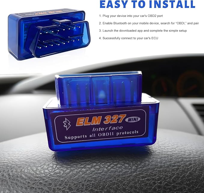2 PCS ELM327 OBDⅡ Car Auto Diagnostic Scanner, Professional OBD2 Bluetooth Scan Tool Engine Failure Detector, Wireless Interface Mini ELM327 Fault Code Reader for Android Windows