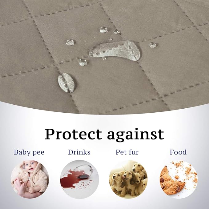 H.VERSAILTEX Sofa Protector for Dogs/Cats/Pets Sofa Covers Slipcover Quilted Couch Coveres Loveseat Covers with Non Slip Elastic Strap Water Resistant Seat Width: 46" (Loveseat, Khaki/Beige)