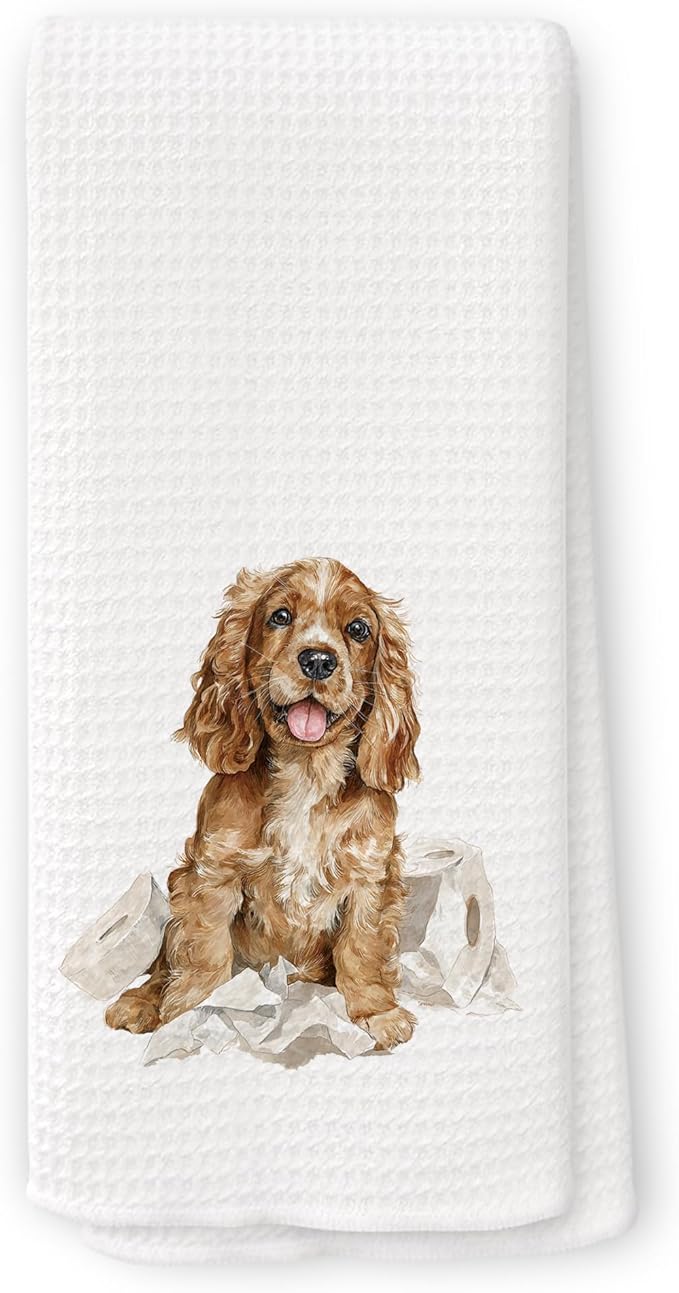 Funny Cocker Spaniel Gifts Bathroom Hand Towels, Dog Bathroom Decor, Gifts for Cocker Spaniel Lovers Dish Tea Towels, Kids Bath Room Washroom Toilet Decorative Hand Towel 16x24 Inch