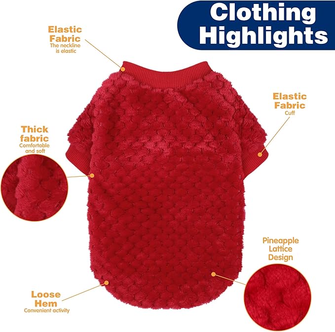 Fuzzy Pineapple Grid Dog Sweater - Ultra Soft & Warm Winter Pet Apparel, Fluffy Textured Knit for Small, Medium Dogs and Cats, Cozy Pullover Dog Coat for Cold Weather.Red XXL