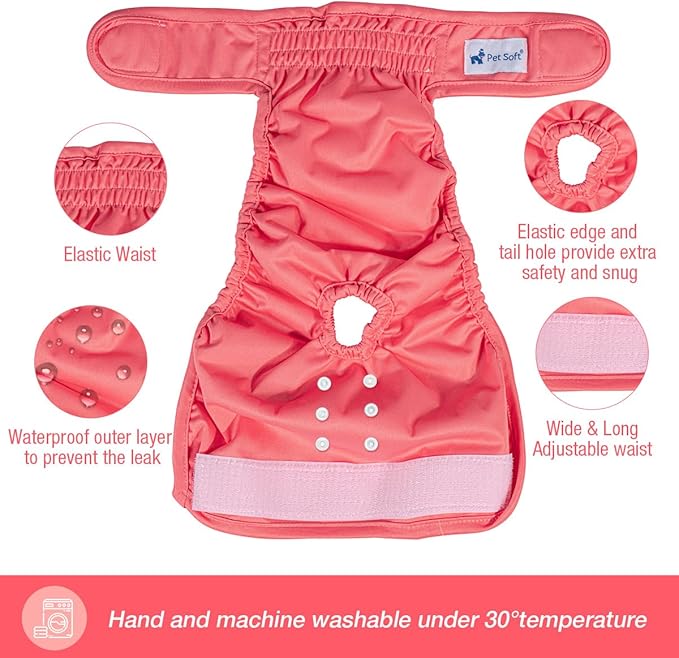Pet Soft Washable Female Diapers (3 Pack) Female Dog Diapers, Comfort Reusable Doggy Diapers for Girl Dog in Period Heat (Sprightly, S)