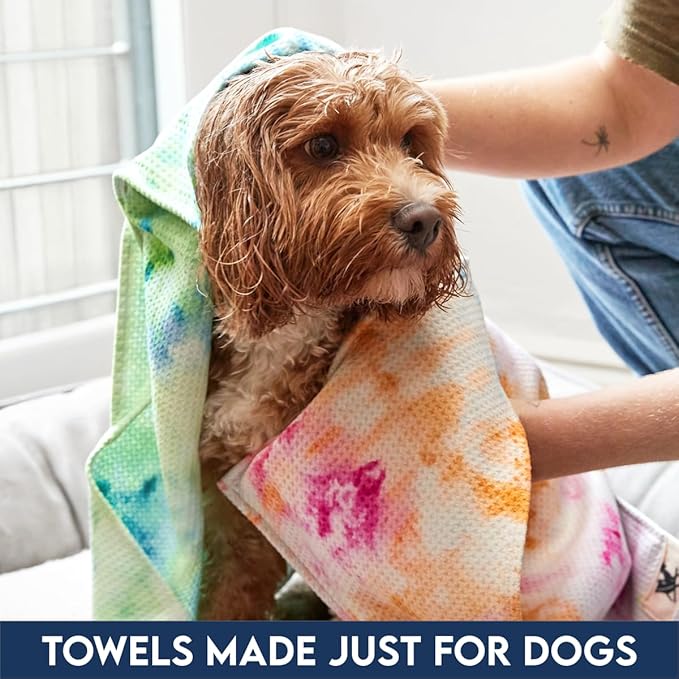 Dock & Bay Pet Towel - Super Absorbent & Quick Drying Dog Towels with Bag - 100% Recycled - Sunset Splash, Medium (90x50cm, 35x19)