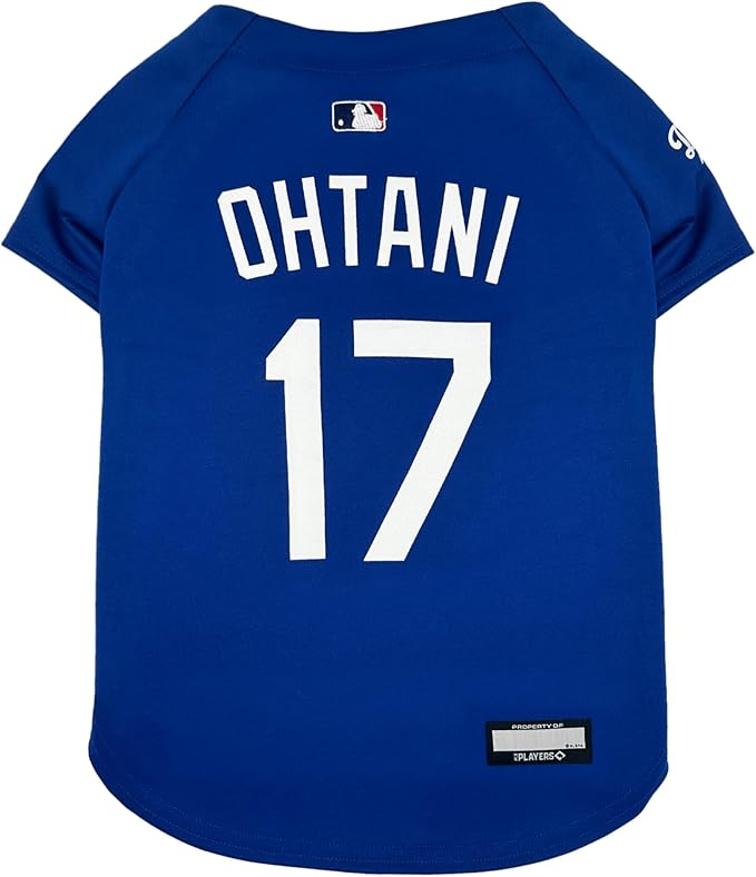 MLBPA Dog Jersey - Shohei Ohtani #17 Blue Pet Jersey - MLB LA Dodgers Mesh Dog & Cat Mesh Blue Jersey, Size Large
