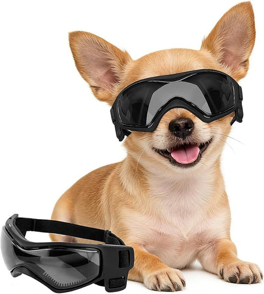 XS Dog Goggles for Extra Small Breed UV/Wind/Dust Protection Chihuahua Sunglasses with Adjustable Strap - Black