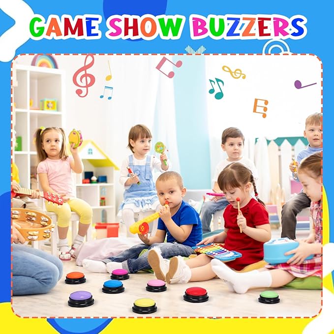10 Pieces Recordable Answer Buzzers Button Answer Buzzers Game Show Buzzer Recordable Button Classroom Buzzers Perfect for Study Office Home and Pet Buttons Training Toy Multicolor