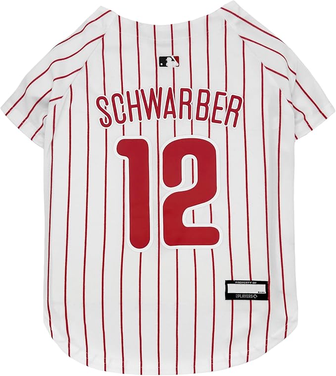Pets First MLBPA Kyle Schwarber Player Jersey #12 Pet Jersey - MLB Philadelphia Phillies Mesh Players, Size X-Small