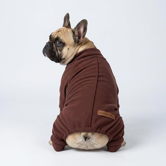 Fitwarm 2 Pack Lightweight Fleece Dog Pajamas, Thanksgiving Outfit for Small Dogs Boy Girl, Cozy Pet Onesie with Feet, Orange, Brown, Medium