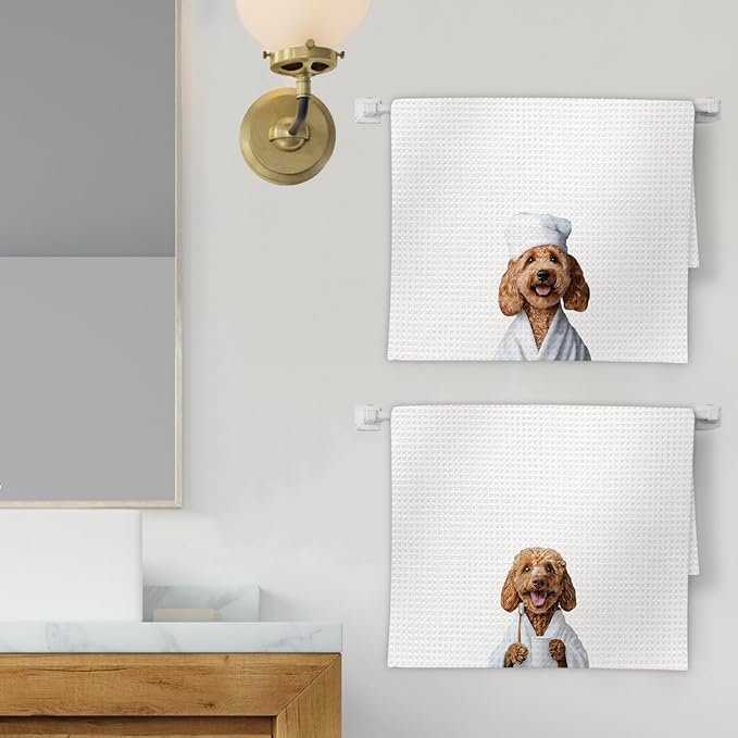 Goldendoodle Bathroom Decor Hand Towels Set of 2 - Funny Dog HandTowels, Golden Doodle Dog Gifts for Women Decorative Hand Towels for Bathroom, Golden Doodle BathroomWashroom Decor(16x24Inch)