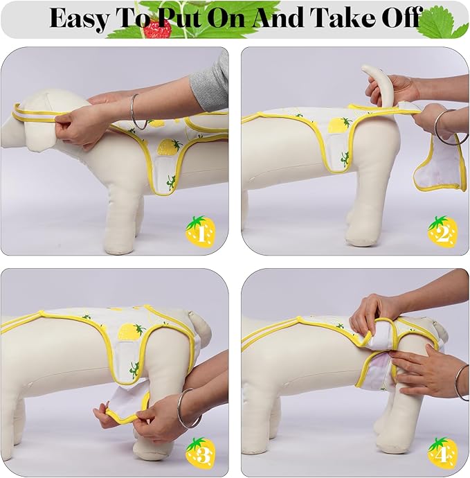 QBLEEV Dog Diapers Female Washable Sanitary Pantie with Adjustable Suspender, Reusable Male Dog Period Diapers for Heat, Doggie Diapers Cute Pet Panties Puppy Dog Underwear for Teddy French Bulldog M