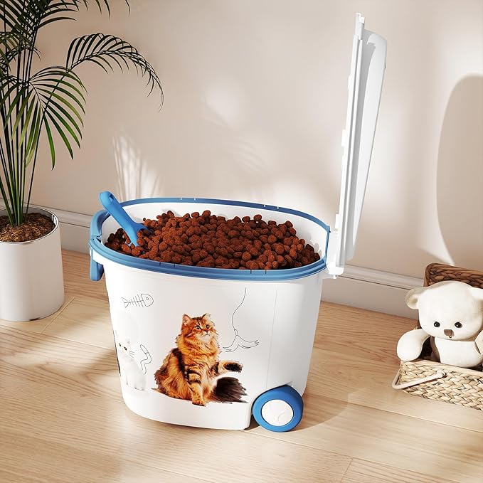 Vixzen Food Storage Container, Resin Material Dog Food Storage Container with Scoop and Wheels, Ideal Pet Food Storage Containers for Dogs
