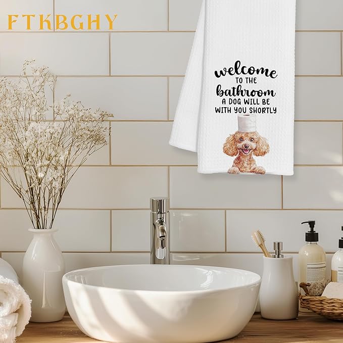 Funny Poodle Hand Towels for Bathroom Decor, Poodle Gifts for Women Men, Dog Lover Owner Gifts Decorative Hand Towels for Bathroom Restroom Room, 16x24 Inch