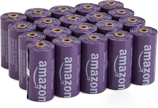 Amazon Basics Premium Lavender Scented Standard Dog Waste Bags, 300 Count (15 Pack of 20)