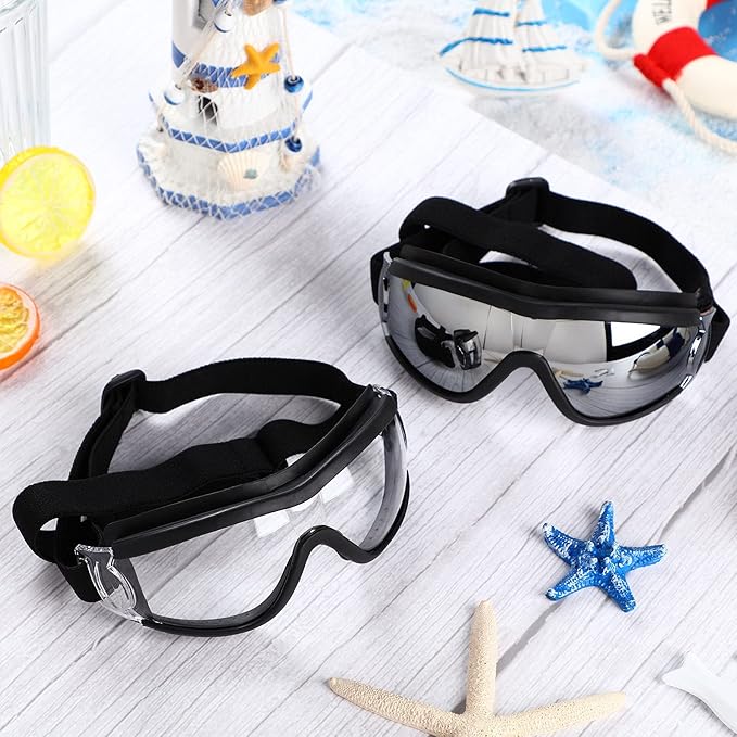 2 Pieces Dog Goggles Sunglasses Snowproof Windproof Glasses Pet Goggles for Travel Skiing Anti-Fog Dog with Adjustable Strap