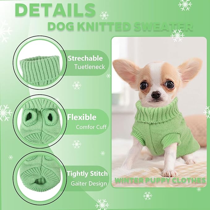 Chihuahua Clothes Dog Sweater for Small Dogs Winter Dog Knitted Sweaters Warm Puppy Clothes Turtleneck Pullover Coat Pet Clothing for Teacup Yorkie XXS