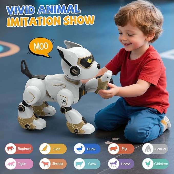 Robot Dog for Kids, Remote Control Dog with Voice Touch Interaction and lmitation Show, Programmable Gesture Sensing Dog Robot, Singing, Dancing, Talking, Smart Stunt Robot Dog Toy Gift for Boys Girls