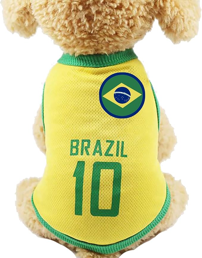GabeFish Dog World Cup T Shirt Pets Football Jersey Sports Soccer National Team Vest Cat Summer Cool Clothes Apparel Brazil Medium