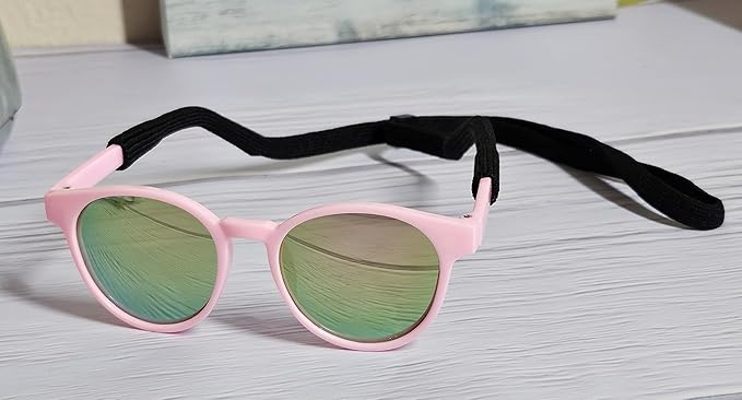 G006 Dog Pet Costume Retro 80s Sunglasses Adjustable for Medium Breed 20-40 lbs Party Prop Cosplay Photoshoot (Panto Pink-Pink Mirror)