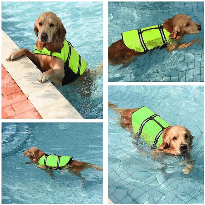 Doglay Dog Life Jacket, Dog Life Vest for Swimming Boating, Adjustable Puppy Life Jacket with Reflective Stripes, Superior Buoyancy Dog Swimming Vest for Small Medium and Large Dogs
