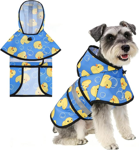 KOOLTAIL Dog Raincoat Hooded Slicker Poncho with Leash Hole, Dog Raincoat for Small Medium Dogs,Waterproof Plush Fleece Lining Pet Rain Jacket with Reflective Adjustable Strip Puppy Rainwear Blue S