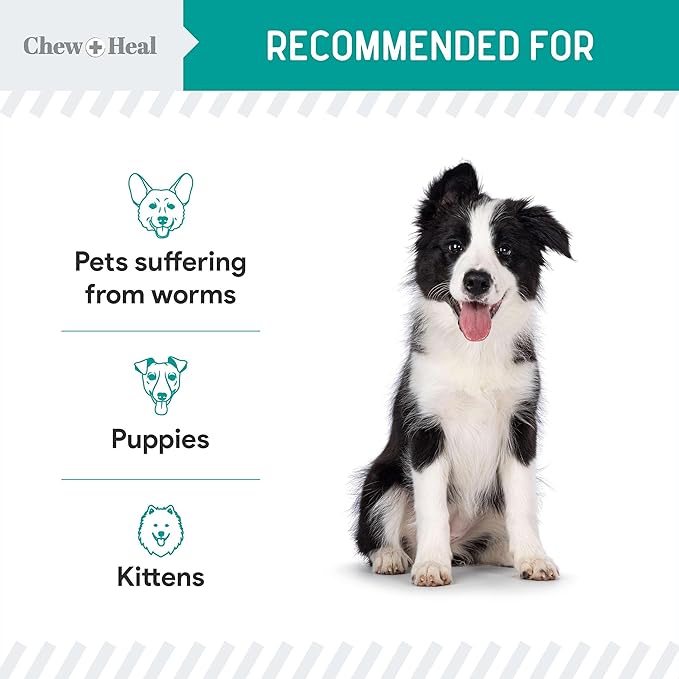Dog and Cat Dewormer - 12 oz Wormer Liquid to Paralyze and Expel Roundworms - Kitten and Puppy Dewormer