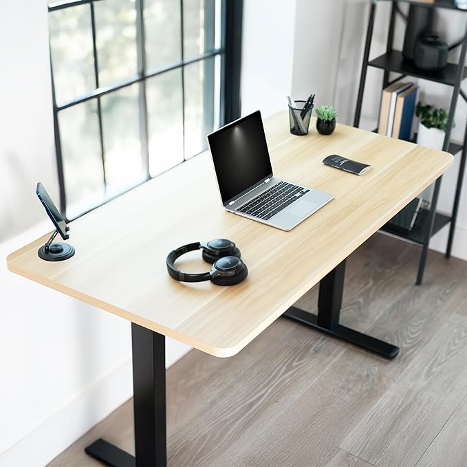 VIVO Universal 55 x 28 inch Solid One-Piece Table Top for Standard and Sit to Stand Height Adjustable Home and Office Desk Frames, Light Wood, DESK-TOP55-28C