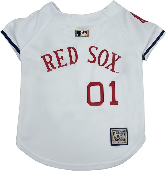 MLB Boston RED SOX Vintage Throwback Jersey for Dogs & Cats in Team Color. Comfortable Polycotton Material, Extra Small