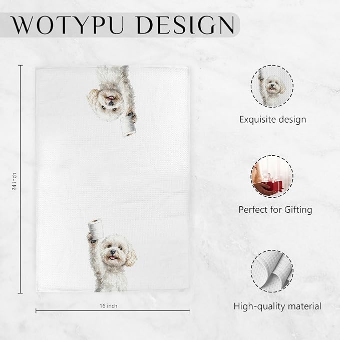 Funny Bichon Frise Gifts Bathroom Hand Towels, Bichon Frise Dog Lovers Gifts Decorative Hand Towels for Kids Guest Bathroom Washroom Half Bath, 16X24 Inch