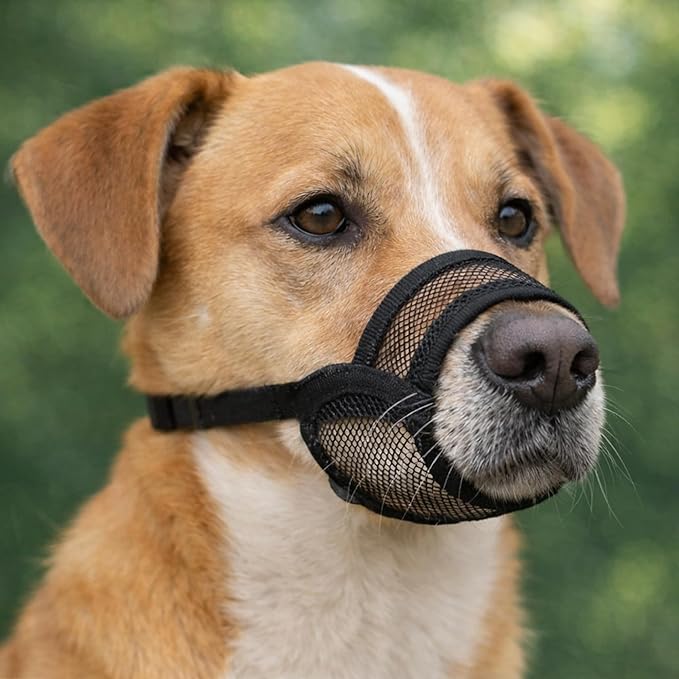 Dog Muzzle for Large Dogs – Breathable Air Mesh Muzzle for Large Sized Dog | Mussels for Dogs Grooming | Muzzles to Prevent Biting Barking Chewing | Allows Panting and Drinking