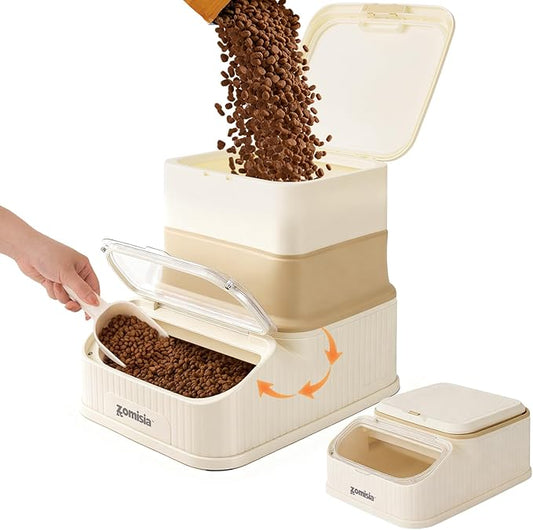 20-30lbs Collapsible Dog Food Storage - First-in, First-out Easy Dispense Base for Freshness, Pet Food Storage Containers with Transparent Lid and Scoop