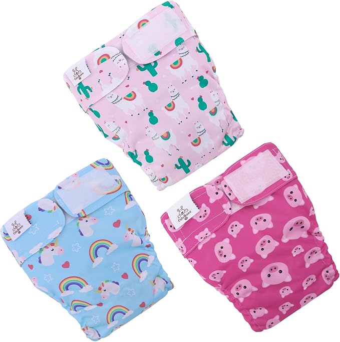 CuteBone Washable Dog Diapers Female No Tail Hole 3 Pack Reusable Doggie Period Training Pants for Docked-Tail Frenchie French Bulldog Boston Terrier Without Tail WWD15L