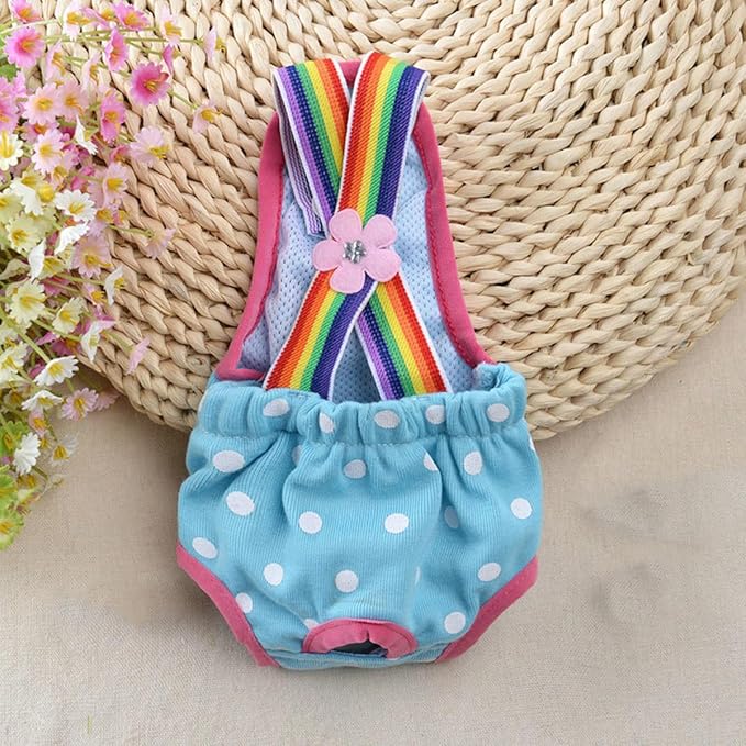 Dog Physiological Pants Pet Sanitary Pantie with Suspender Cat Diapers Underwear Puppy Adjustable Costumes Reusable Washable Breathable Menstruation Outfits Dog Diapers for Girl Dogs (Blue, S)