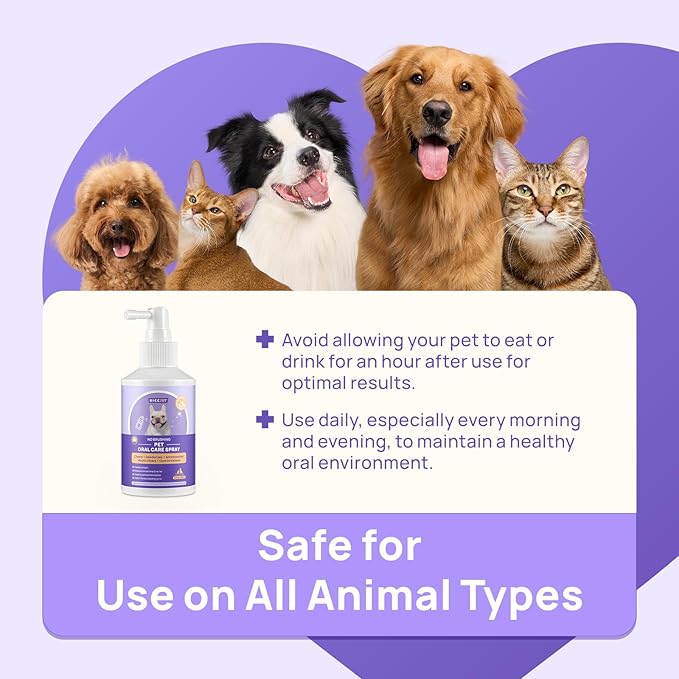 HICC PET Dog Dental Care Spray, Vet-Recommended Breath Freshener & Teeth Cleaning Spray, Eliminate Bad Breath, Relieve Gum Redness & Infections, Reduce Plaque & Tartar, No Brushing, 5.1 Fl Oz
