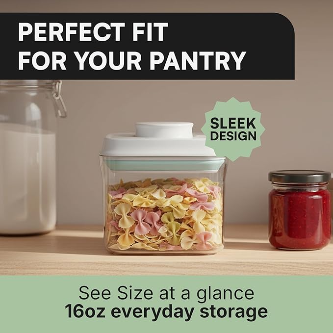 Bop Top Airtight Food Storage Containers with Lid 16 oz | Kitchen Canister Sets | Air Tight Pantry Container | Pop Top Dry Food Storage Containers for Snacks, Sugar, Flour, Baking, Cereal, Pasta