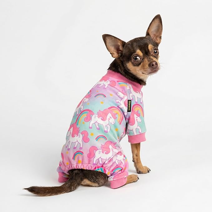 Fitwarm Dreamy Unicorn Fleece Dog Pajamas, Fairy Winter Clothes for Small Dogs Girl, Cozy Pet Onesie, Pink, Blue, XS