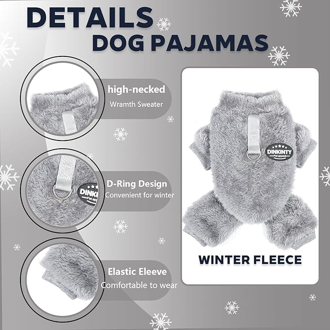 Fleece Dog Sweater Fall Dog Sweater for Small Dogs Thermal Soft Puppy Pajamas Stretchy Jumpsuit Doggie Pet Clothes for Chihuahua Teacup (Grey, XX-Small)
