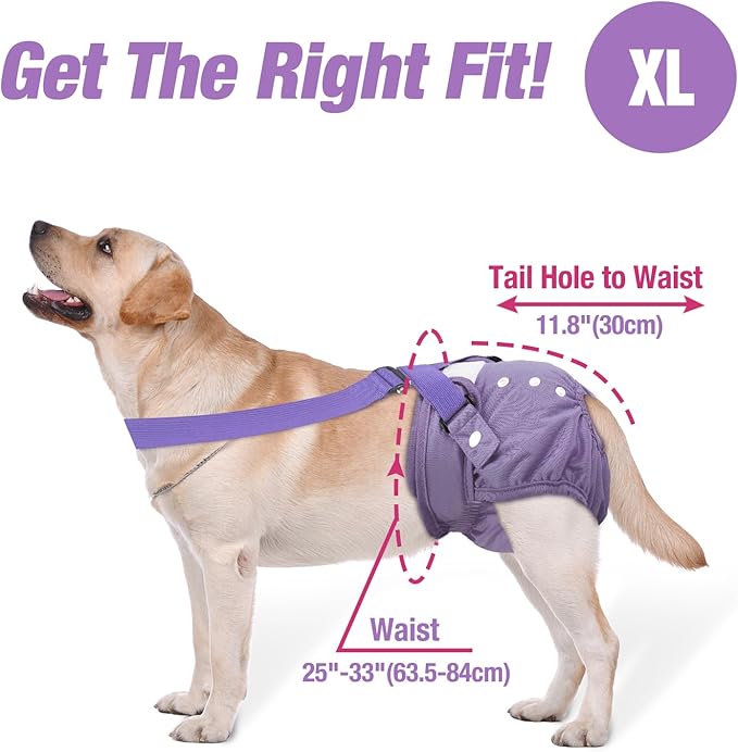 Pet Soft Dog Diapers Female with Suspenders, 3 Pack Reusable Female Dog Diapers for Heat, Dog Period Panties for Doggie in Cycle(X-Large, Pinkycolor)