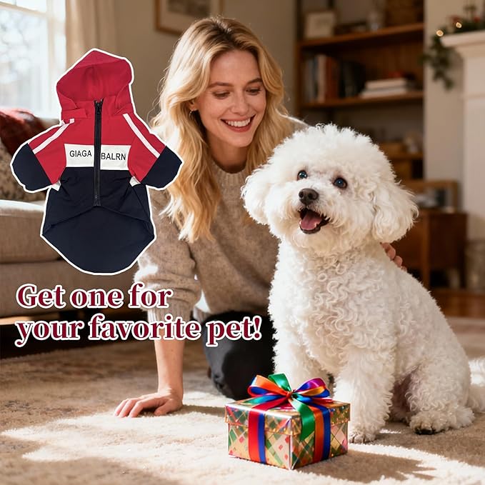 Dog Raincoat, Waterproof Dog Rain Jacket with Detachable Hood, Rain Coat with Smooth Zipper, Elastic Cuff for Small Dogs, Outdoor Adventures/Walking Lightweight Dogs