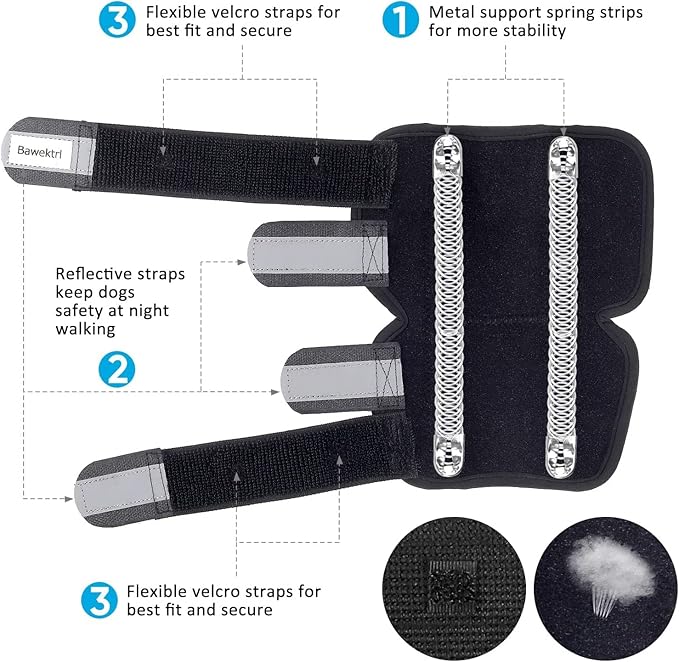 Dog Leg Brace for Back Legs, Canine Hind Hock Brace, Joint Compression Warps Support for Rear Leg with Injury Sprain, Wound Care for Loss of Stability from Arthritis Torn ACL (1 Pair)