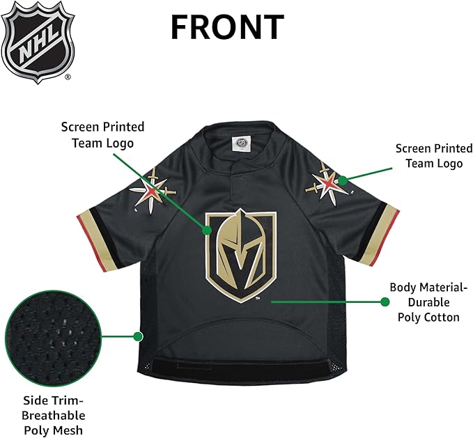 NHL Las Vegas Golden Knights Jersey for Dogs & Cats, Medium. - Let Your Pet Be A Real NHL Fan!