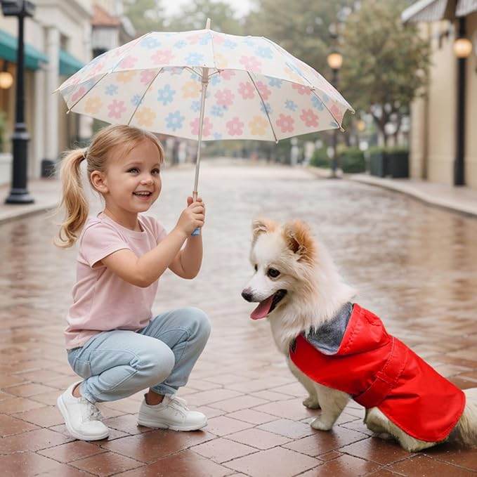 Dog Raincoat Dog Rain Jacket Poncho Waterproof Snowproof Pet Rain Suit Double-Layered Warm Lining Hooded Leash Hole Adjustable Puppy Small Medium Dogs,Red,XXL,Back Length 15-17.5 inches