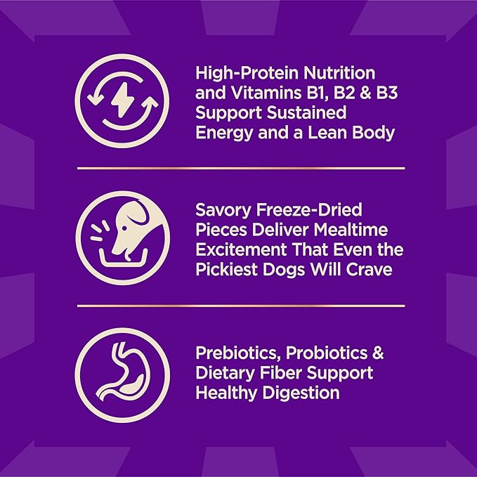 Wellness CORE+ Dry Dog Food with Freeze Dried Pieces, Grain Free, High Protein, Natural, Wild Game Duck, Lamb, Wild Boar, & Rabbit Recipe, (18-Pound Bag)