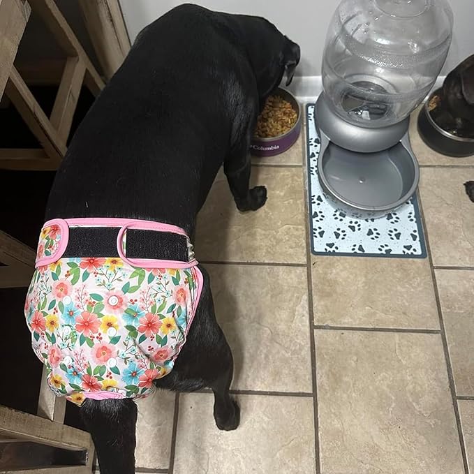 Leekalos Reusable Washable Dog Diapers Female (3 Pack) - Highly Absorbent Doggie Diapers - Size Adjustable Puppy Diapers for Dog Period Panties (XX-Large, Flora)