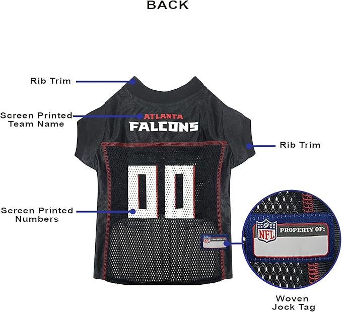 Pets First NFL Atlanta Falcons Dog Jersey, Size Small, Football Shirt Costume for Pet, Dog Sports T-Shirt, NFL Team Clothing for Cats, Licensed Pet Apparel Available in 7 Sizes and 32 Teams