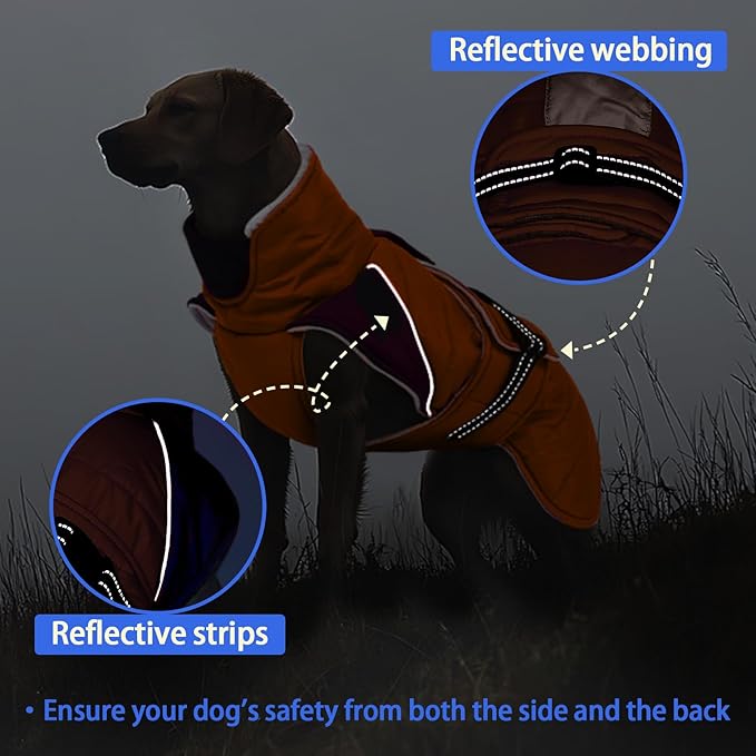MIGOHI Waterproof Dog Winter Coat - Thick Dog Fleece Jacket with Reflective Strips, Warm Winter Snowsuit Sweater for Small Dogs,Machine Washable,French Bulldog,M,Orange