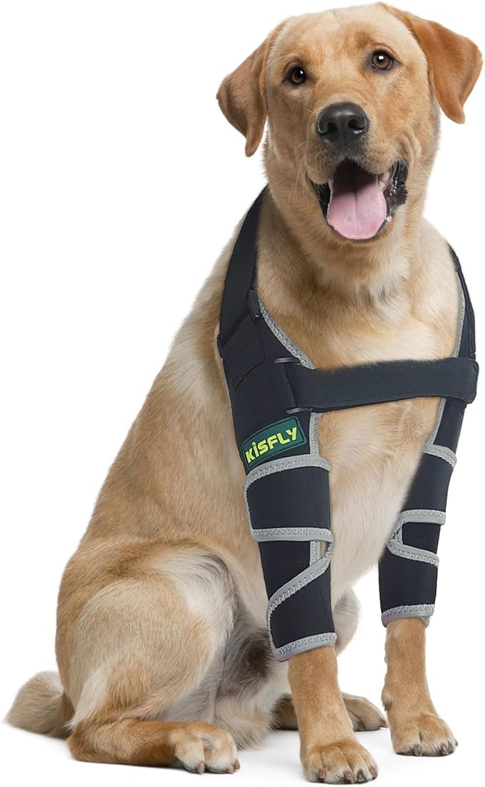 Dog Elbow Brace for Dogs, Provides Elbow & Shoulder Support, Helps with Dysplasia, Osteoarthritis, Calluses & Pressure Sores, Reflective Design, Both Legs, Size S