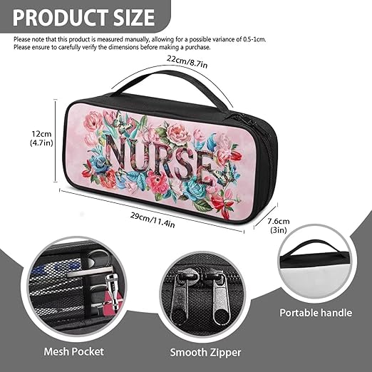Gomyblomy Nurse Floral Stethoscope Case with Extra Room for Nurse and Doctors, Pink Stethoscope Holder Storage Pouch with Handle, Universal Fit for Most Stethoscopes