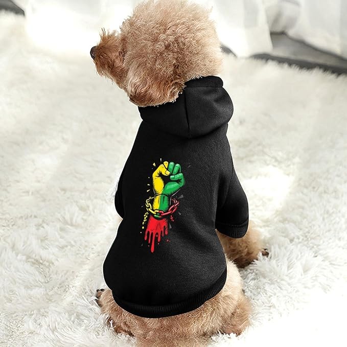 Dog Sweater Hoodie with Hat Colorful Fist Freedom and Unity Symbol Puppies Coat Hooded Sweatshirt Pullover Pet Puppy Cat Clothes for Small Medium Large XS